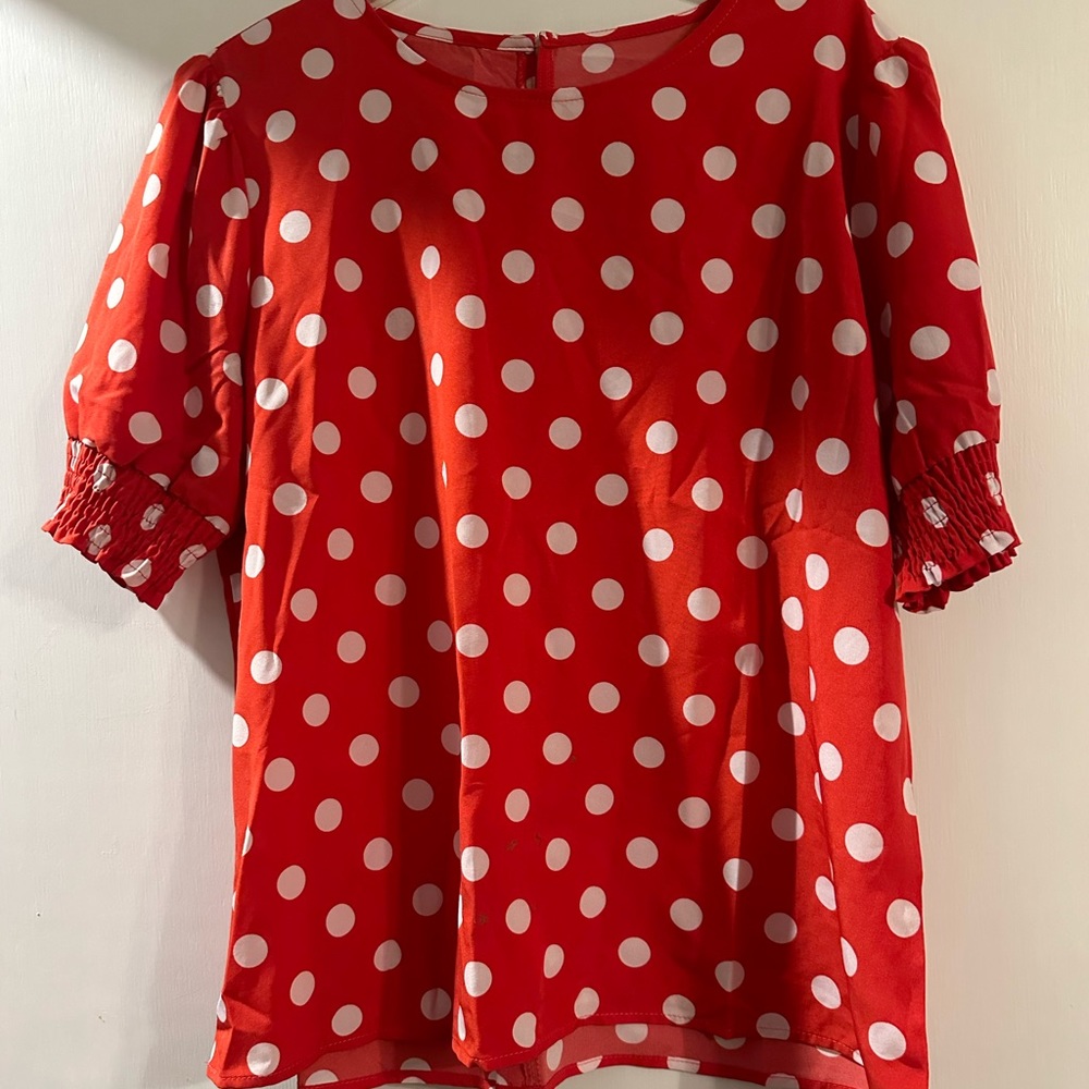 SHEIN red polka dot top. Large